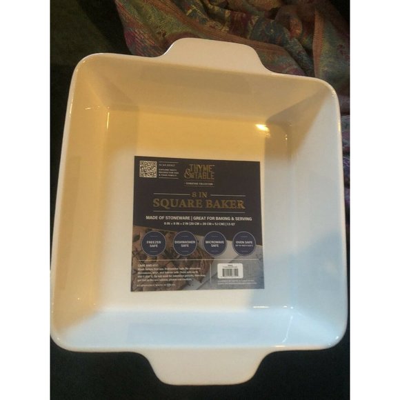 Thyme & Table Geometric Square Baking Dish Oven Freezer Dishwasher Safe 8” x 8” - Picture 2 of 7